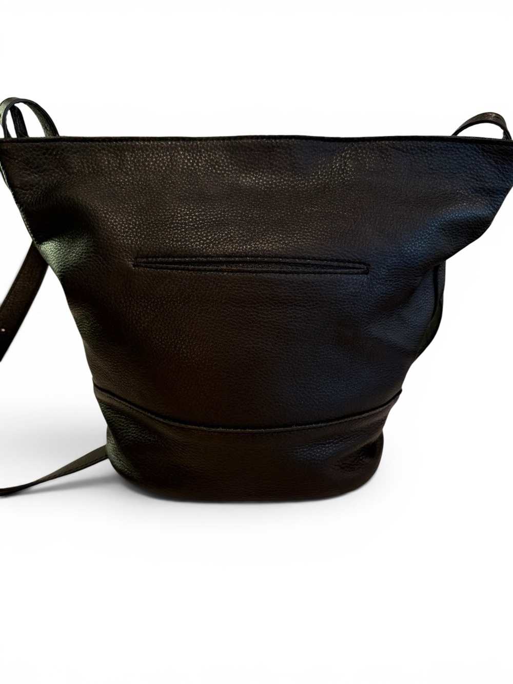 Elliott Lucca Beautiful Black Pebbled Leather Bucket Crossbody Bag - Picture 4 of 12